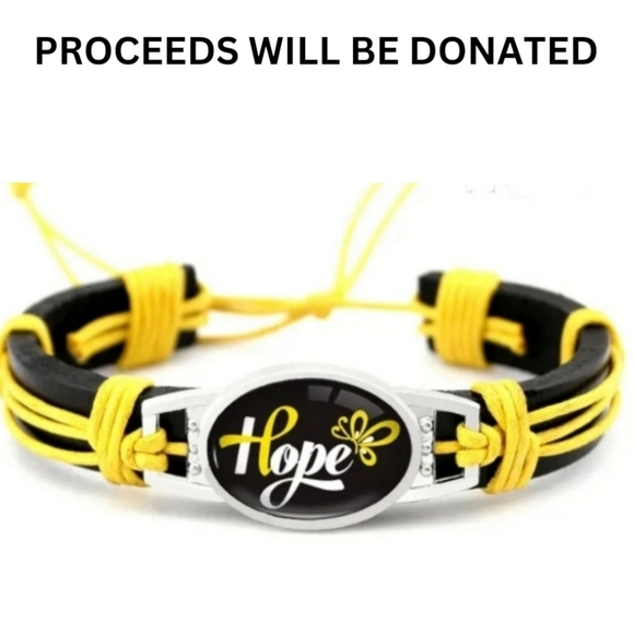 LEATHER and Rope "Hope" bracelet Proceeds donated to the Canadian Cancer Society - Picture 1 of 3